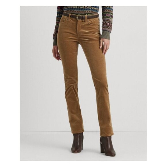 Lauren Ralph Lauren BLACK LABEL Corduroy Mid-Rise Straight Pants Sz 18 in Classi - Picture 2 of 13